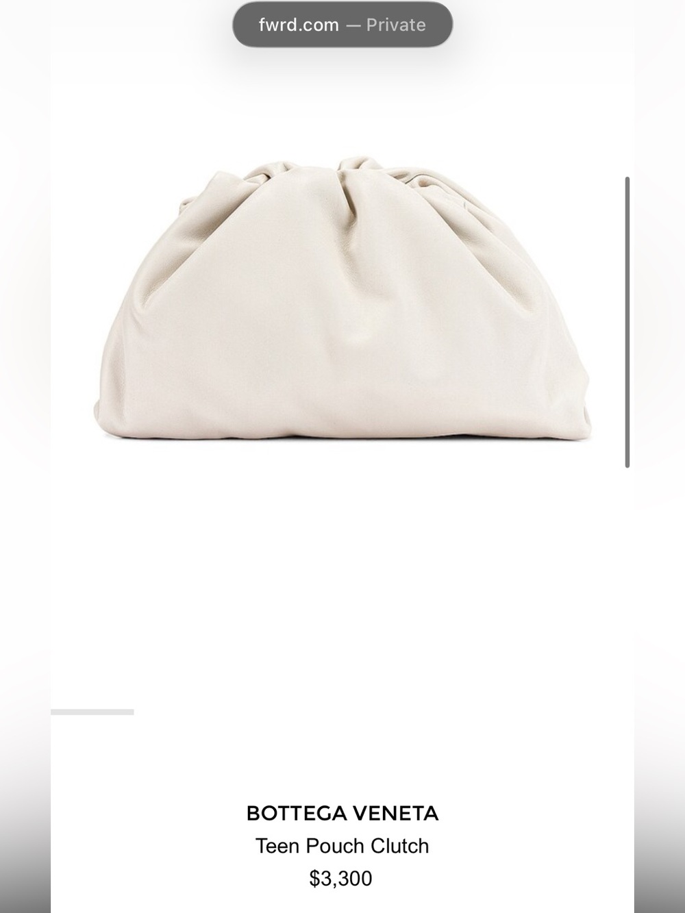 Bottega Veneta retail $3300 ivory teen pouch - medium size leather clutch